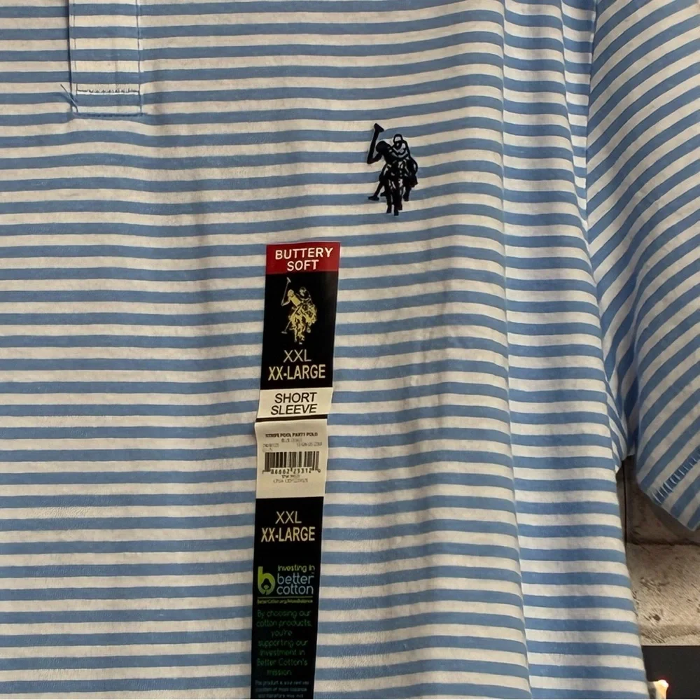 US Polo Boys Striped Jersey Polo Shirt Size XXL (18) New with Tags